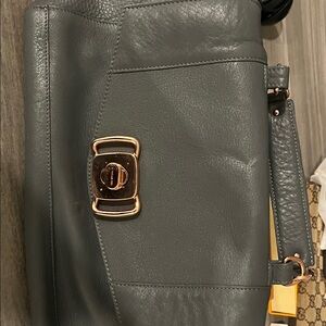 Elegant Gray Leather Handbag